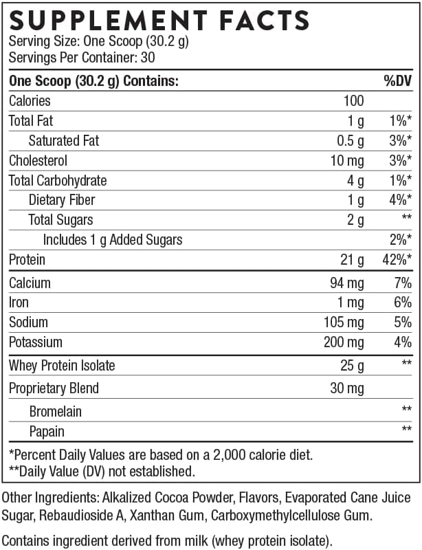 THORNE Whey Protein Isolate - 21 Grams of Easy-to-Digest Whey Protein Powder - NSF Certified for Sport - Chocolate Flavored - 31.9 Ounces - 30 Servings