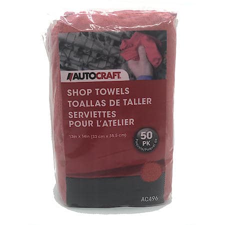 100 Percent Cotton Shop Towels: 11" x 13", 50 Pack
