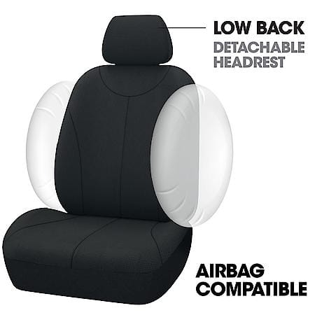 AutoCraft Seat Cover: Black, Waffle, Low Back, Breathable, Universal, 2 Pack