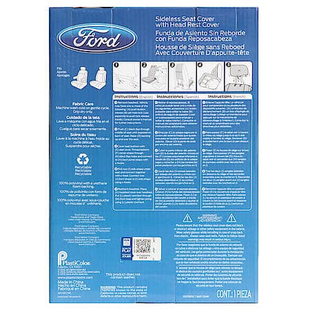 Ford Seat Cover Set: Universal Sideless Front Seat Cover, Black, 2-Piece