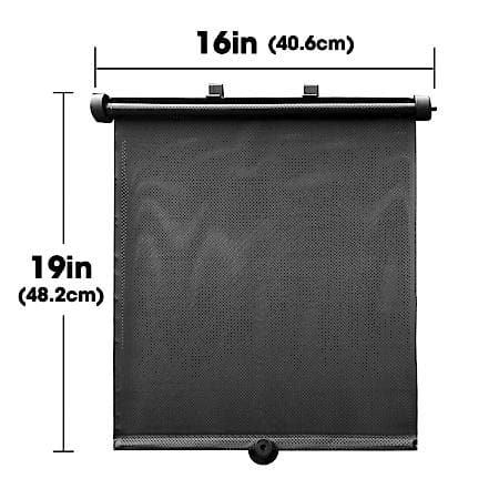 Side Window Sunshade, Black, Standard 19"x16", Roller Style
