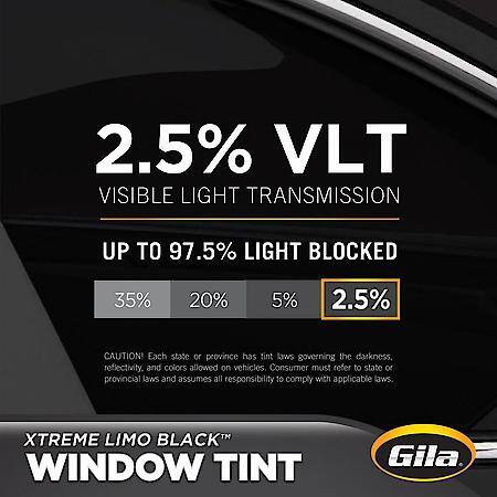 Xtreme Limo Black 2.5% Vlt Automotive Diy Window Tint Glare & Privacy Control, 24 Inch X 78 Inch