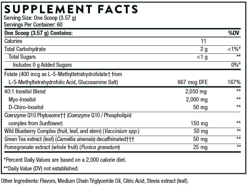 Thorne Ovarian Care - Women's Health - Inositol, CoQ10, Folate, and Polyphenols - Promote Healthy Ovarian Function and Reproductive Health - Mixed Berry - 7.55 Oz - 60 Servings