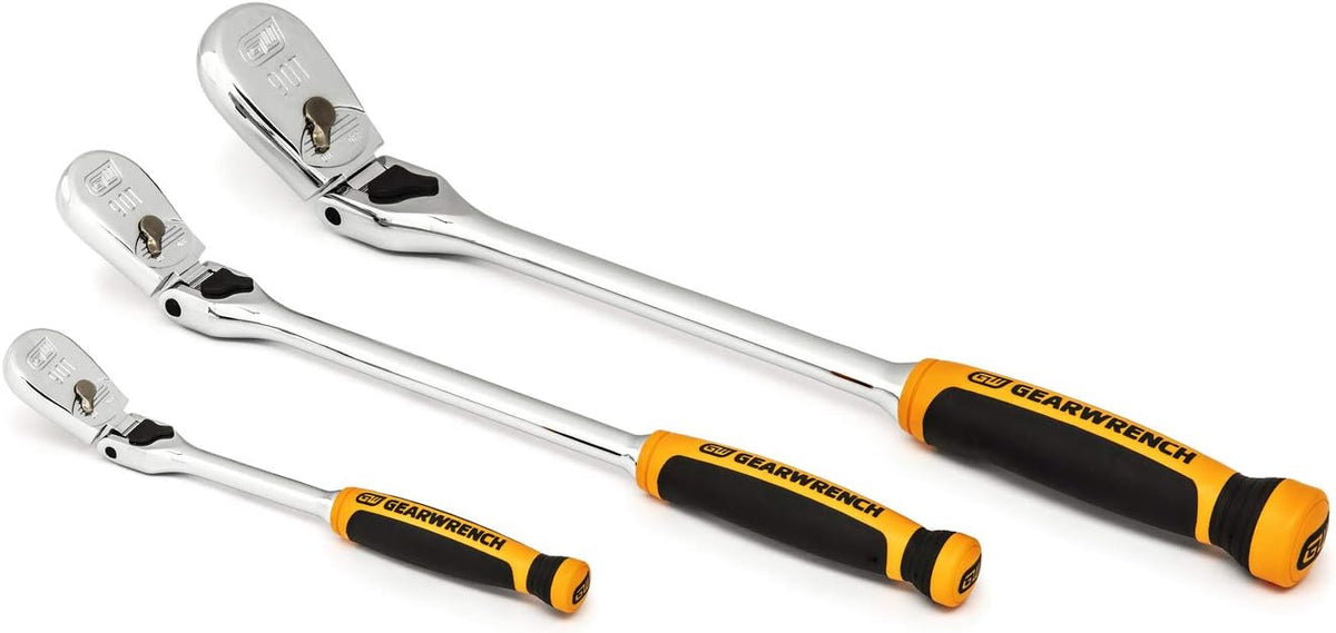 GEARWRENCH 3 Pc 1/4", 3/8" & 1/2" Dr 90T Locking Flex Ratchet Set | 81298T