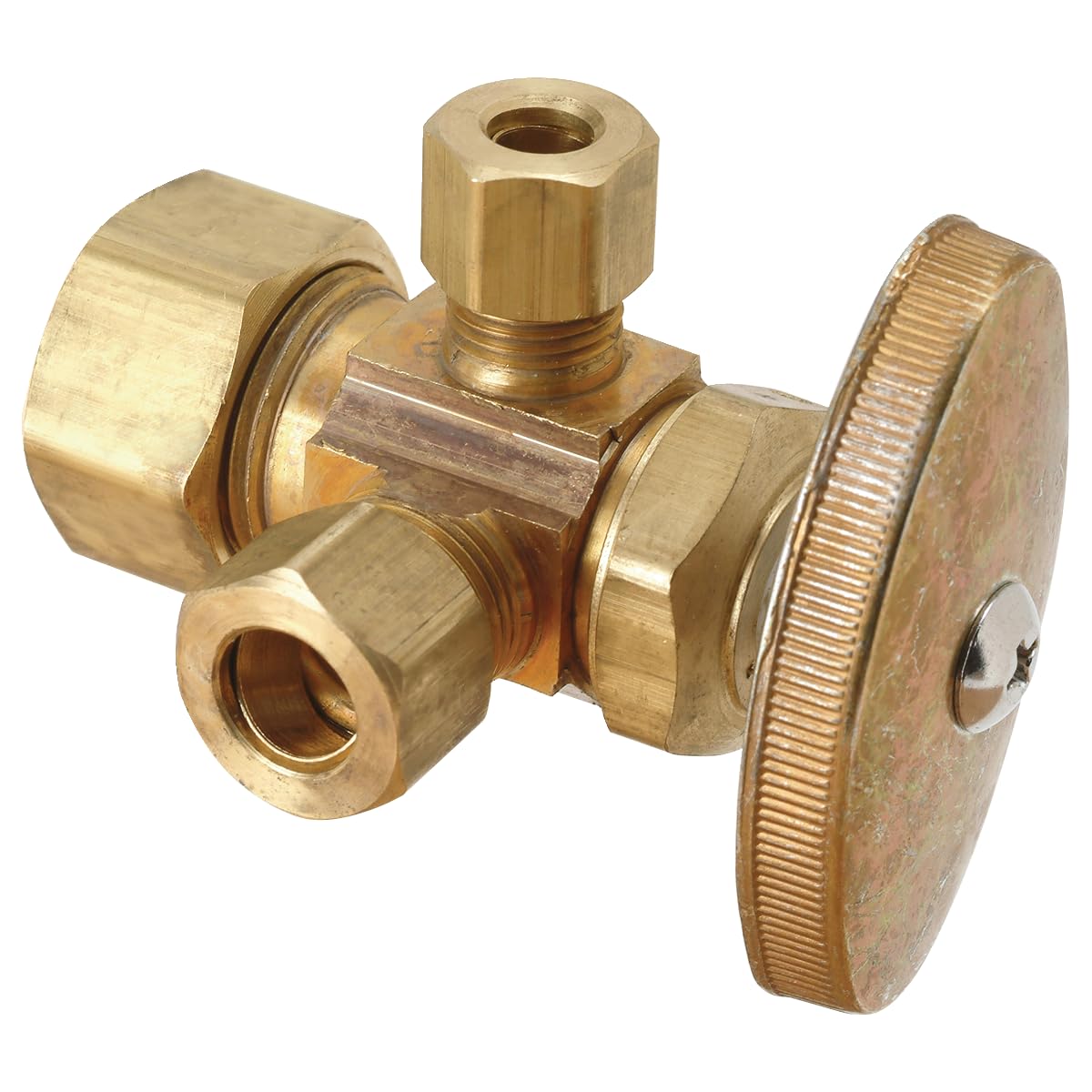 Brasscraft CR1901LRX R1 Dual Outlet Stop 1/2 in. Nom X 3/8 in. Od Comp Rough Brass-100968