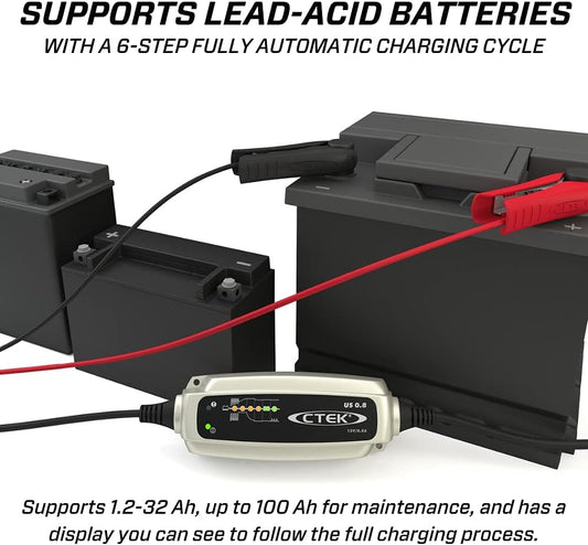 CTEK (56-865) US 0.8 12 Volt Fully Automatic 6 Step Battery Charger,Black
