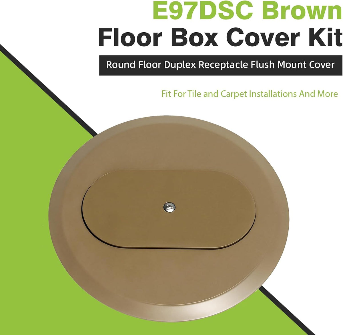 E97DSC Brown Floor Box Cover Kit,5.69 in Round Floor Duplex Receptacle Flush Mount Cover,Caramel Floor outlet Cover Replace,Fit For Tile and Carpet Installations And More