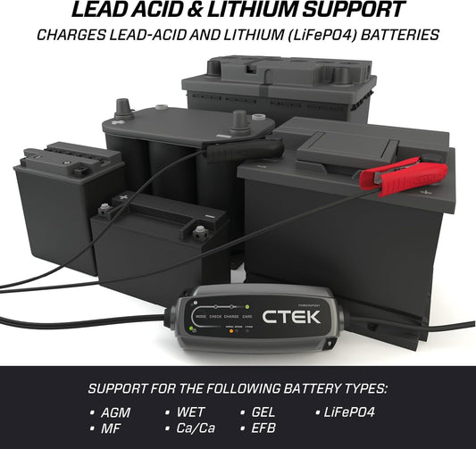 CTEK CT5, 12V Automotive Battery Charger for Auto, Motorcycle, ATV, Snowmobile - Battery Trickle Charger and Battery Maintainer - Charges Lead-Acid and Lithium Ion (12V LiFePO4) Batteries