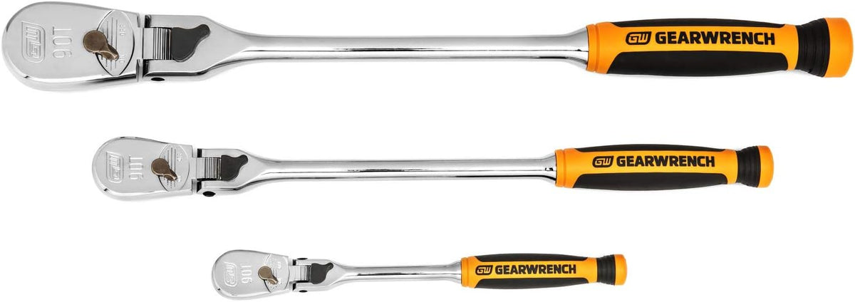 GEARWRENCH 3 Pc 1/4", 3/8" & 1/2" Dr 90T Locking Flex Ratchet Set | 81298T