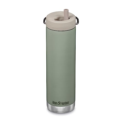 Klean Kanteen TKWide Insulated Water Bottle with Twist Cap - Reusable Travel Water Bottle with Stainless Steel Straw - Perfect for Sports & the Office - Sea Spray, 20 oz