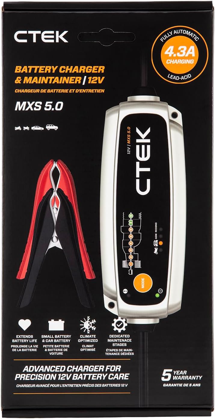 CTEK (40-206) MXS 5.0 12Volt Battery Charger Vehicle Storage Bundle