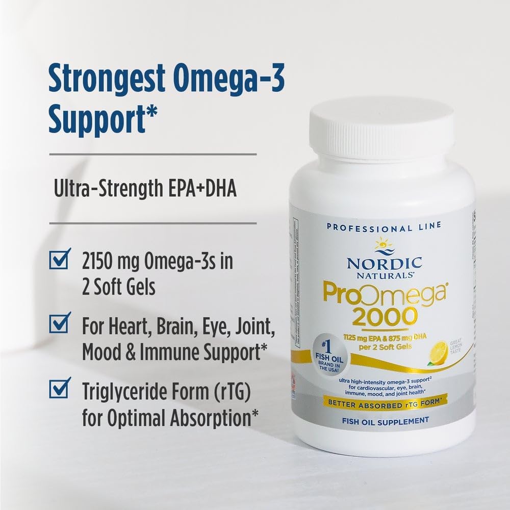 Nordic Naturals ProOmega-3, 2150 mg, EPA & DHA Fish Oil, Lemon - 120 Count