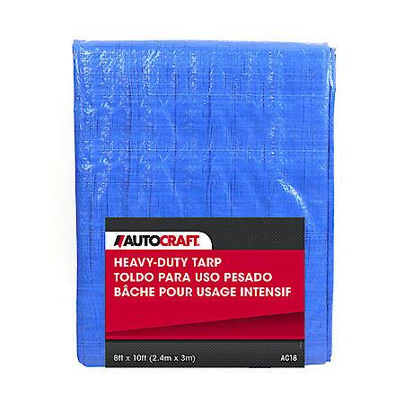 Tarp, Heavy-Duty, 8' x 10', blue, Polyethylene, Universal, 1 Pack, Waterproof, UV Treated