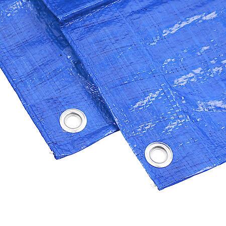Tarp, Heavy-Duty, 8' x 10', blue, Polyethylene, Universal, 1 Pack, Waterproof, UV Treated