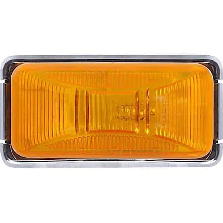 Amber sealed mini marker/clearance light with chrome base and lead wire