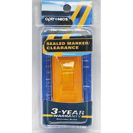 Amber sealed mini marker/clearance light with chrome base and lead wire