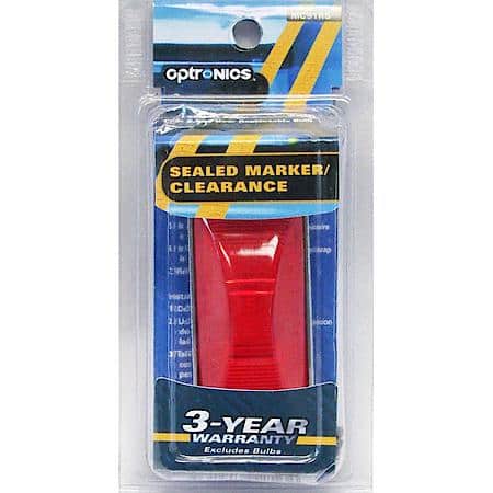Red sealed mini marker/clearance light with chrome base and lead wire