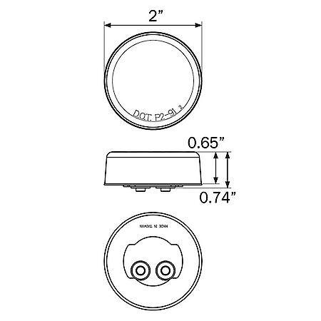 Red 2" round sealed marker/clearance light for grommet mount