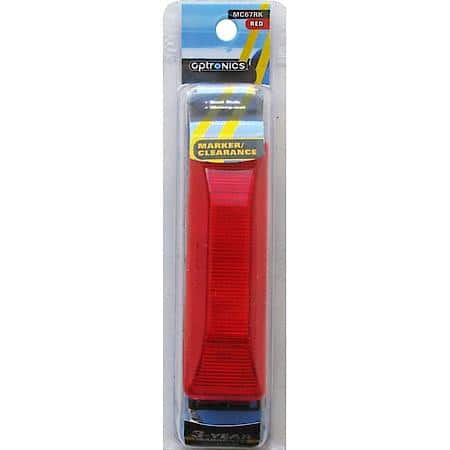 Red sealed two-bulb marker/clearance light with black base and lead wire