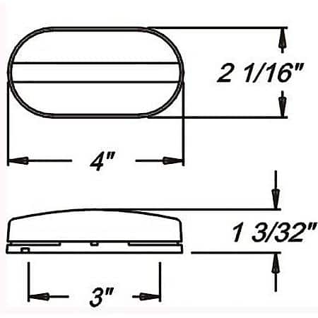 YELLOW SURFACE MOUNT OVAL MARKER/CLEARANCE LIGHT WITH REFLEX LENS