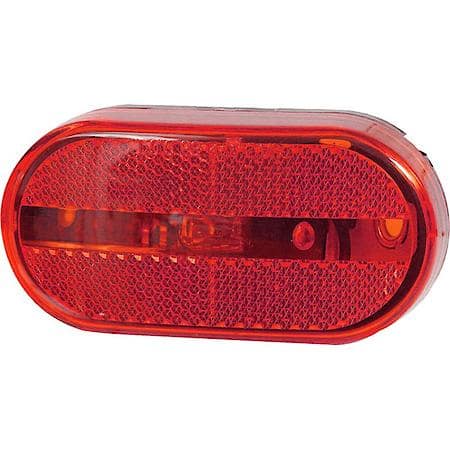 Red oblong surface mount marker/clearance light with built-in reflector
