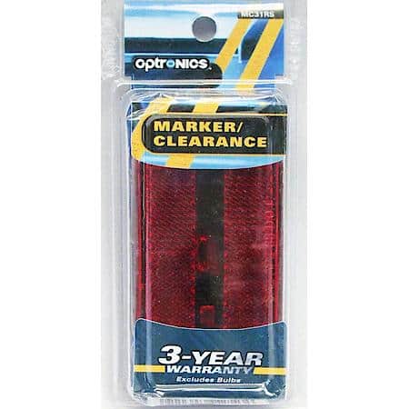 Red oblong surface mount marker/clearance light with built-in reflector
