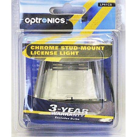 Stud mount license plate light with chrome-plated housing
