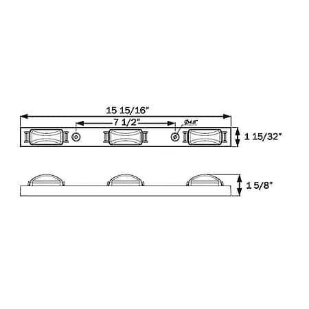 Sealed three-light identification light bar with black plastic base