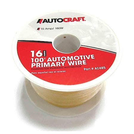 Automotive Primary Wire, 16 Gauge, Yellow, 100 Ft