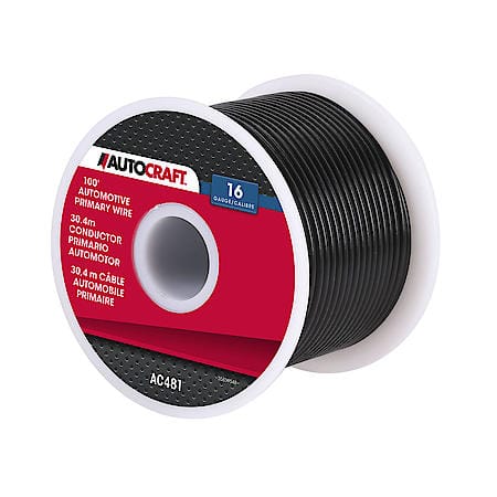 Automotive Primary Wire, 16 Gauge, Black, 100 Ft