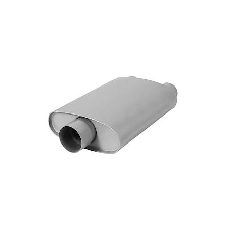 Afterburner Muffler, 3in Center Inlet 2.5in Dual Offset Outlet