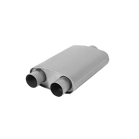 Afterburner Muffler, 3in Center Inlet 2.5in Dual Offset Outlet