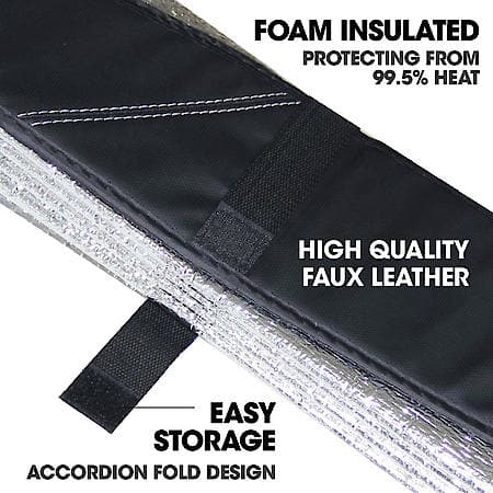 Windshield Sunshade, Silver/Grey Mylar Foam, Delu x e, Jumbo 67" x 27", Accordion Style