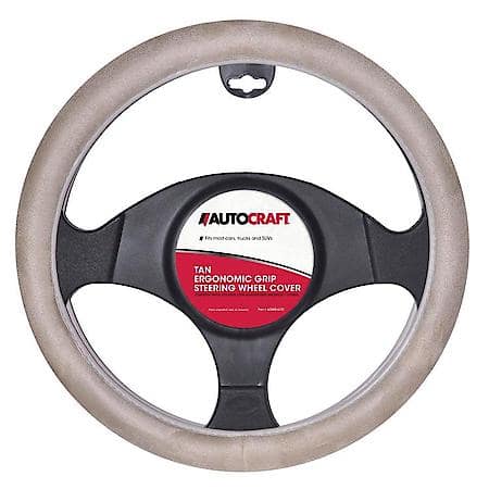 Steering Wheel Cover, Ergonomic Padded Grip, Tan