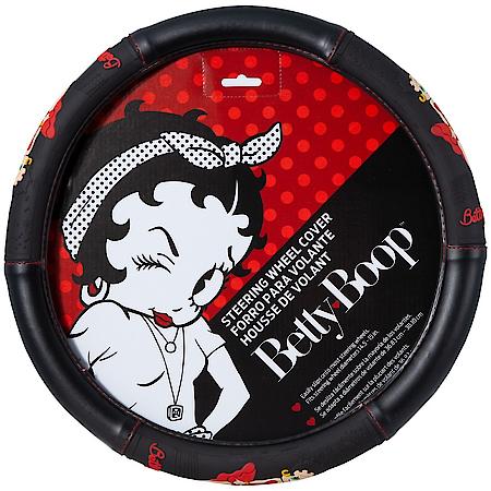 Betty Boop Steering Wheel Cover: Padded Leather-Like, Fits 14.5-15.5 in.