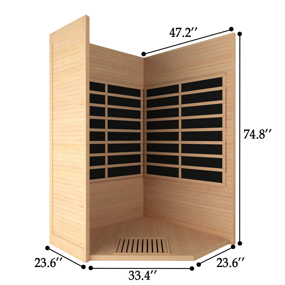 Outexer HK3 Indoor 2–3 Person Corner Infrared Sauna | Hemlock