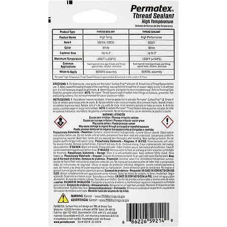 High-Temperature Thread Sealant Locks and Protects, 6 mL