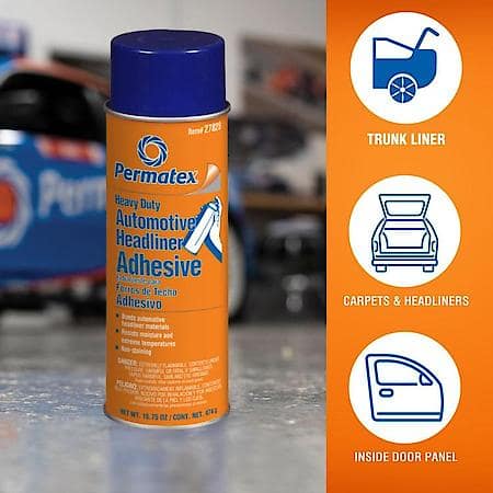 Heavy Duty Headliner & Carpet Spray Adhesive, Clear, Weatherproof, 16.75 oz.