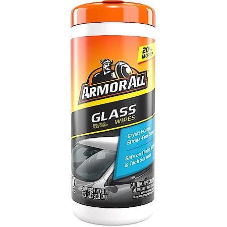 Streak-Free Glass Wipes: Ammonia-Free & Safe for Auto Glass, 30 Wipes/Container
