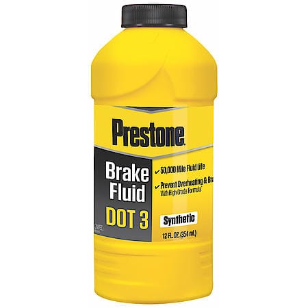DOT 3 Brake Fluid: Synthetic, Prevents Corrosion, Safe For ABS, Disc, Drum Brakes, 50k miles, 12 oz.