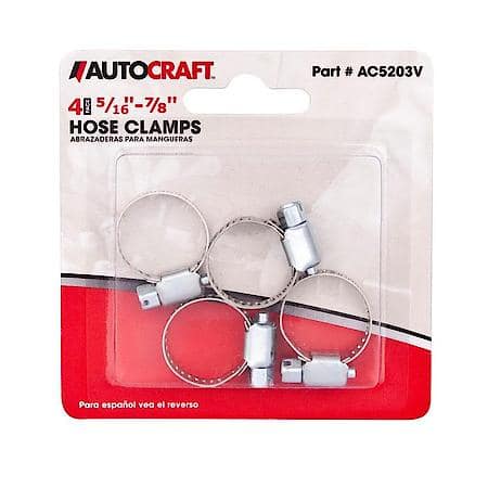 Carbon Housing Micro-Gear Hose Clamp, 5/16" Band, 5/16" to 7/8" Range (4-Pack)