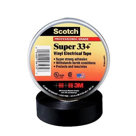 Scotch(R) Super 33+(TM) Vinyl Electrical Tape, 3/4 in x 36 yds, Black