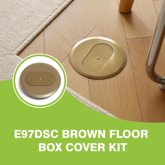 E97DSC Brown Floor Box Cover Kit,5.69 in Round Floor Duplex Receptacle Flush Mount Cover,Caramel Floor outlet Cover Replace,Fit For Tile and Carpet Installations And More