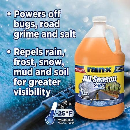 2-In-1 All Season Windshield Washer Fluid: Improved Water Beading, -25 Deg. F, 1 Gallon
