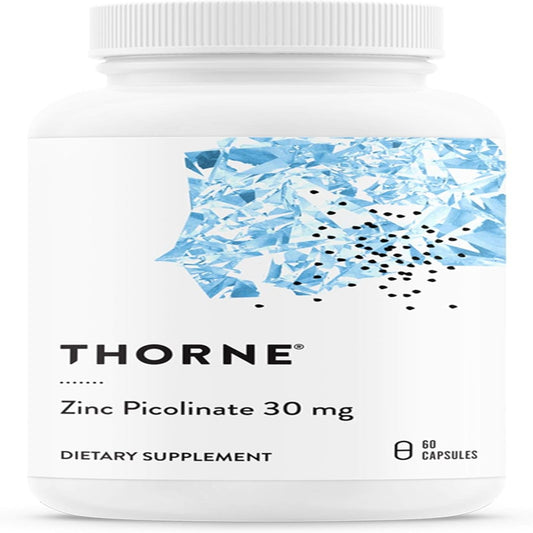 Thorne Zinc Picolinate 30 mg - Well-Absorbed Zinc Supplement for Growth and Immune Function - 60 Capsules