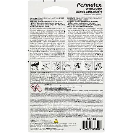 Extreme Rearview Mirror Professional Strength Adhesive, 2 Part Kit- .01 Fl. Oz. Adhesive Vial / .02 Fl. oz. Activator Towelette