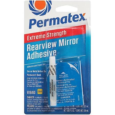 Extreme Rearview Mirror Professional Strength Adhesive, 2 Part Kit- .01 Fl. Oz. Adhesive Vial / .02 Fl. oz. Activator Towelette