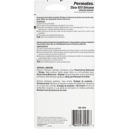 Clear Silicone Adhesive Sealant: Bonds, Seals, Repairs, Mends, Secures, 3 oz.