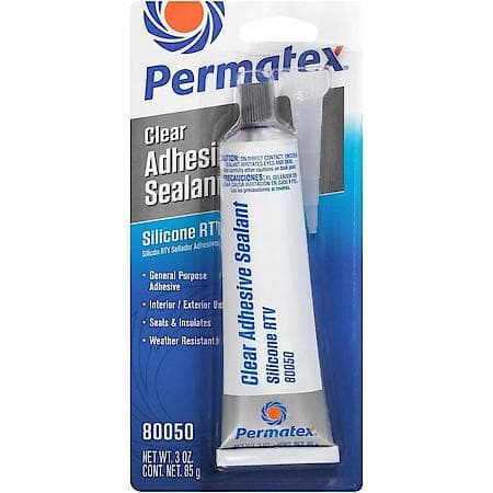 Clear Silicone Adhesive Sealant: Bonds, Seals, Repairs, Mends, Secures, 3 oz.