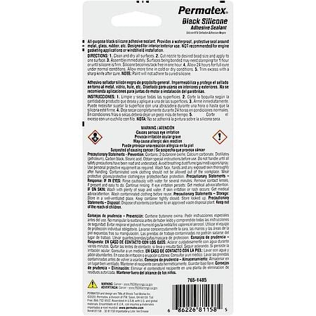 Black Silicone Adhesive Sealant for Repairs, Bonding, and Protection, 3 oz.